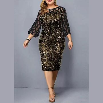 Immagine di PLUS SIZE SEQUINS AND MESH BODYCON DRESS